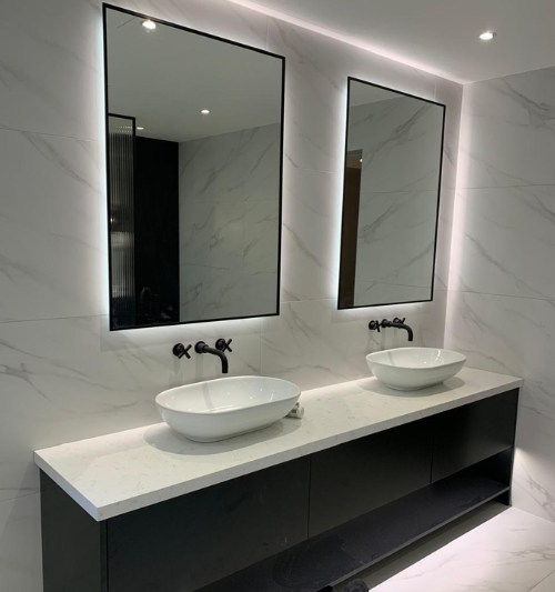 Bathroom glass partition detail for luxury washroom design in Dubai apartment
